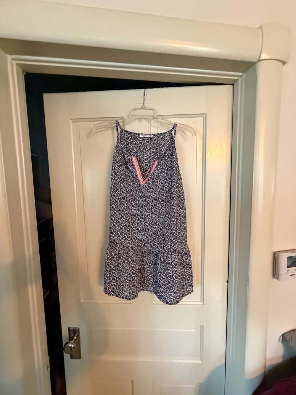 Staccato Mini Floral Embroidered V Peplum Tank Top Navy Size L